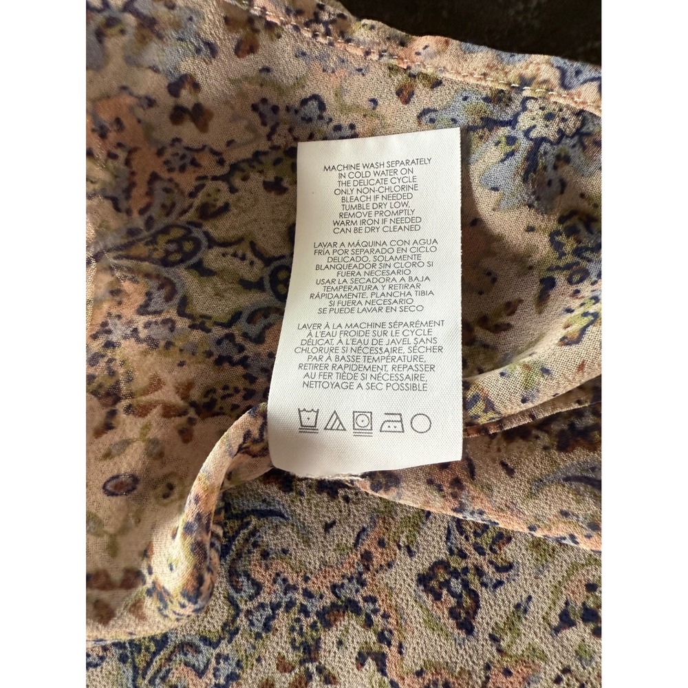 Cabi Women's S Sheer Floral Blouse Tie Neck Cottage Core Peasant Romantic Boho - Picture 6 of 10
